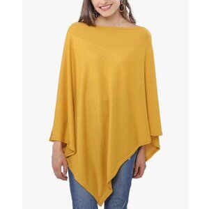 MissShorthair Women's Lightweight Knitted Poncho Mustard Yellow OS NEW